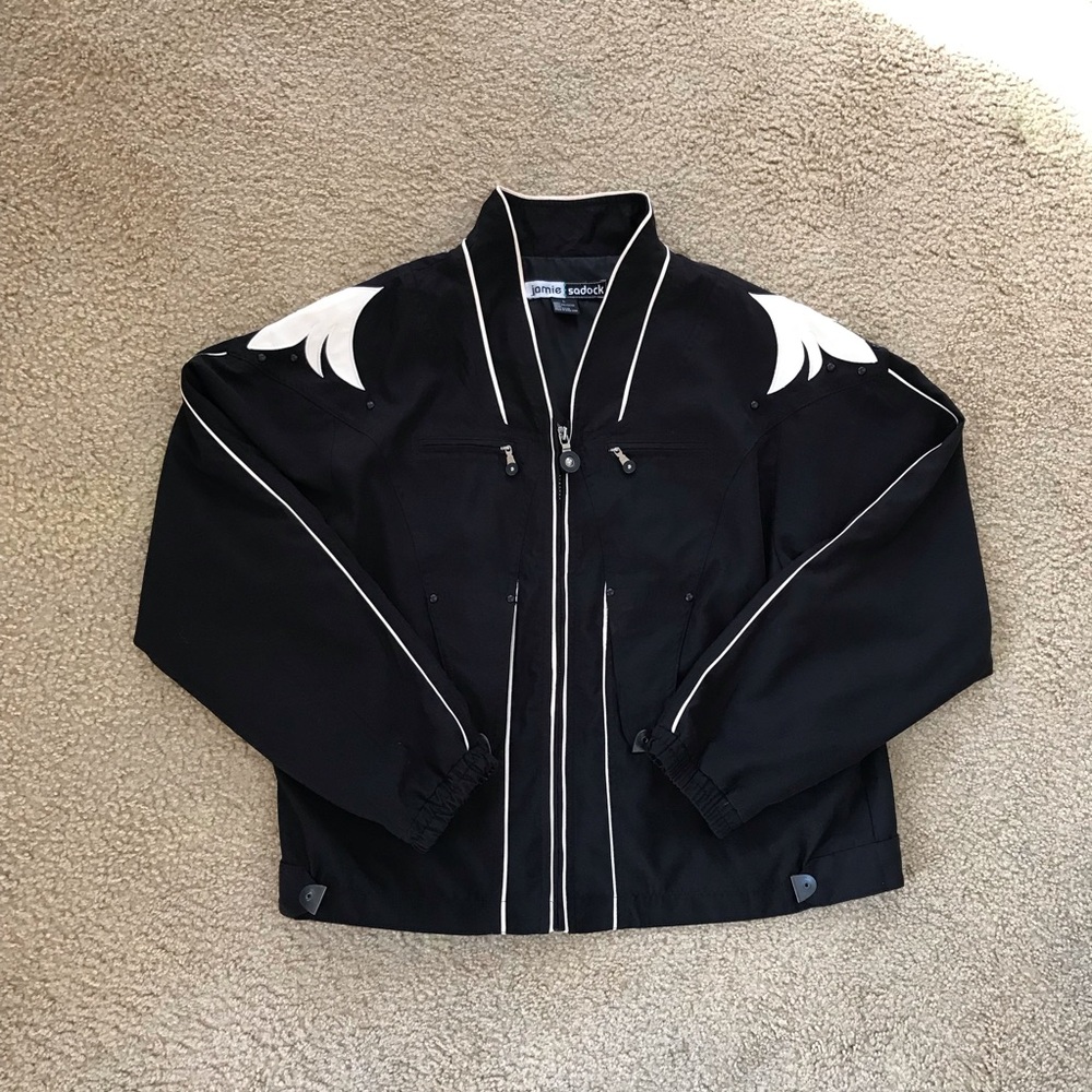 Jamie Sadock Black & White Fleur Shoulder Golf Jacket - L - Picture 2 of 13